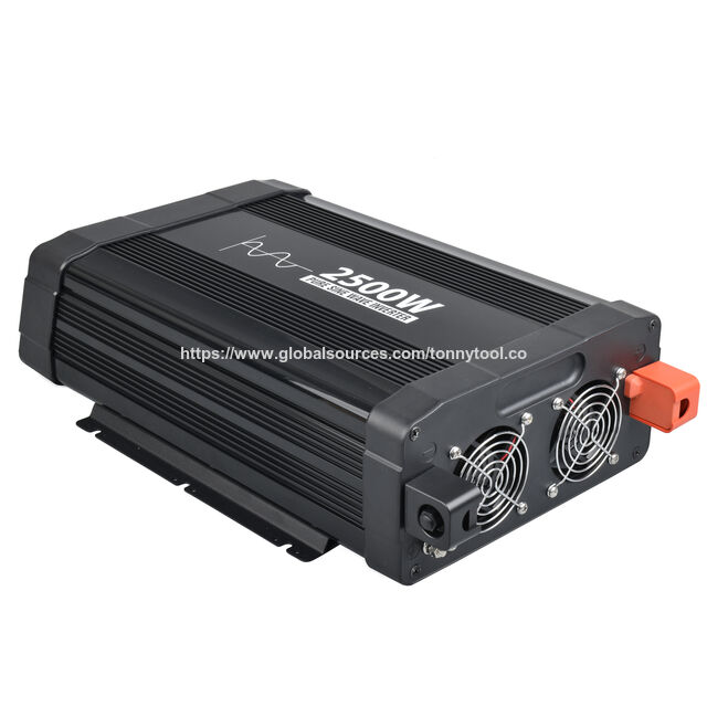 Inversor de Corriente Senoidal Pura de 2500W para Coche, 12V/24V a 120V AC, Convertidor para Camión, Barco, Camping con Ventilador de Refrigeración y Certificación CE