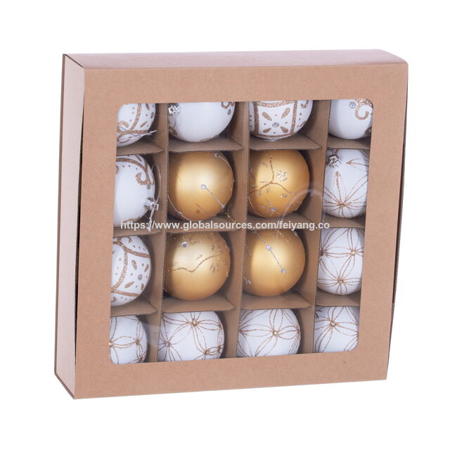 SDE 16 Pièces Boules de Noël Décorations 80MM Rouge Vert Or Boule Ornements Peinture & Paillettes Boule Suspendue pour Fête/Arbre de Noël