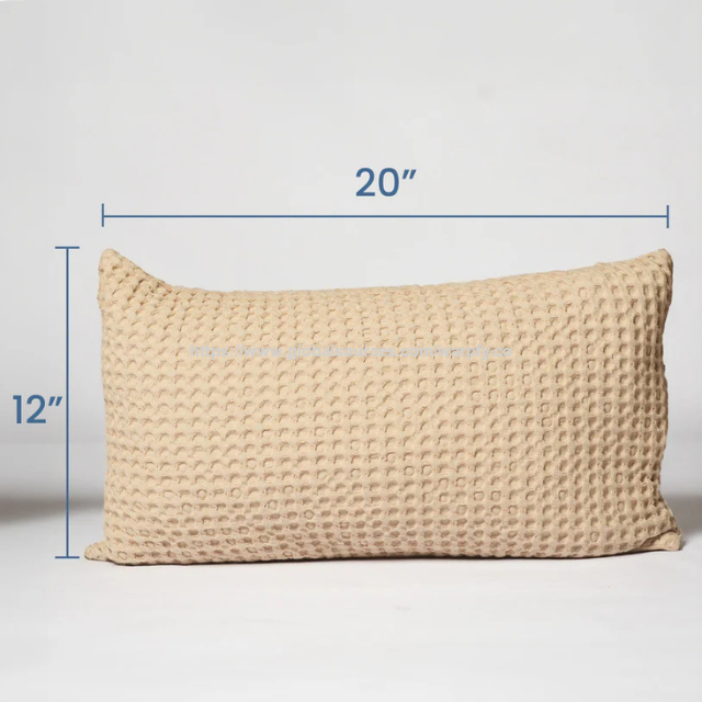Prix usine personnalisable 12x20" Housse de coussin en coton gaufré sable - Housse de coussin décorative 100 % coton pur Fabrication OEM/ODM