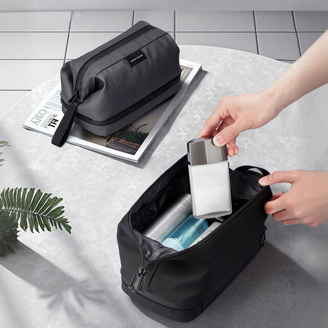 Bolso de Viaje Grande para Artículos de Aseo de Cuero PU a la Moda, Bolso de Embrague de Gran Capacidad, Bolsa de Almacenamiento Impermeable Portátil para Viajes y Fitness T_MR264
