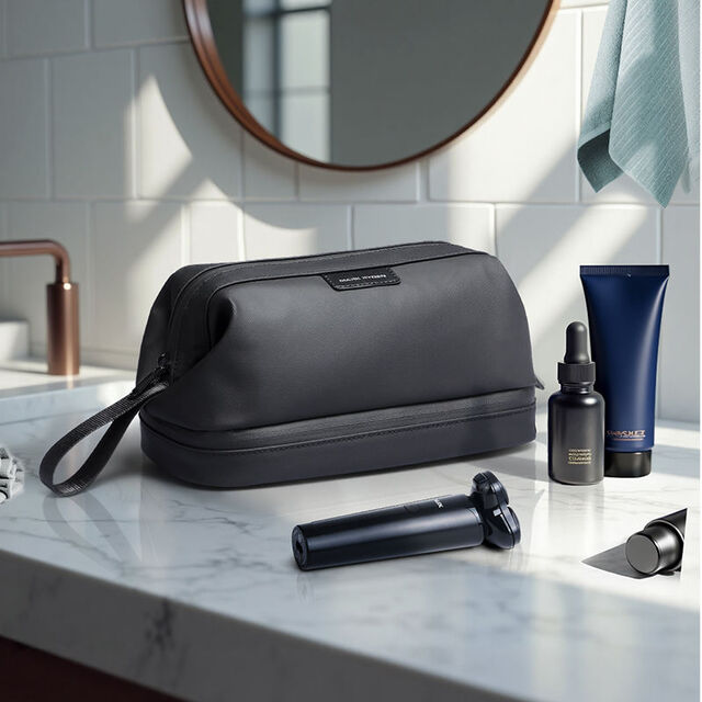 Bolso de Viaje Grande para Artículos de Aseo de Cuero PU a la Moda, Bolso de Embrague de Gran Capacidad, Bolsa de Almacenamiento Impermeable Portátil para Viajes y Fitness T_MR264