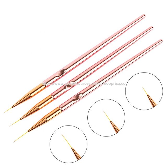 Set de 3 Pinceles para Nail Art: Liner, Pintura de Flores, Acrílico, Gel UV, Extensión y Construcción para Manicura y Dibujo