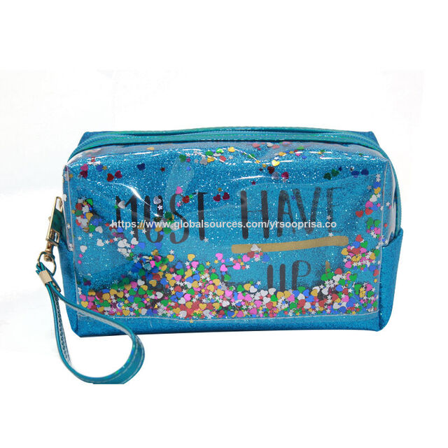 Bolsas de Cosméticos Impermeables PVC Lentejuelas Arena Movediza Láser Organizador de Viaje Caja de Maquillaje