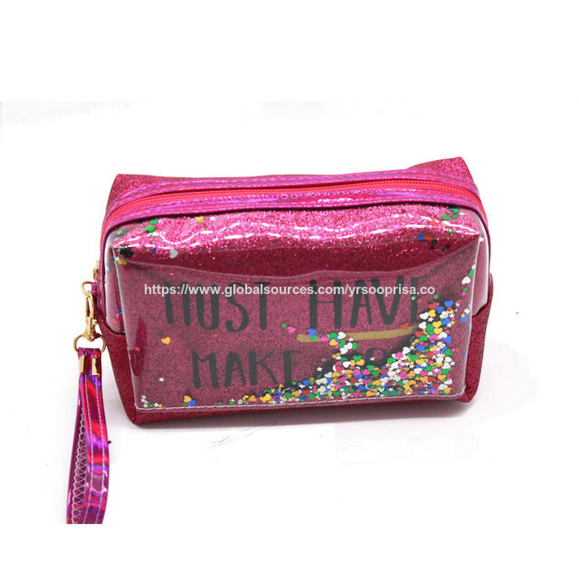 Bolsas de Cosméticos Impermeables PVC Lentejuelas Arena Movediza Láser Organizador de Viaje Caja de Maquillaje