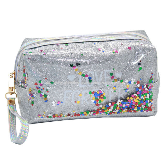 Bolsas de Cosméticos Impermeables PVC Lentejuelas Arena Movediza Láser Organizador de Viaje Caja de Maquillaje