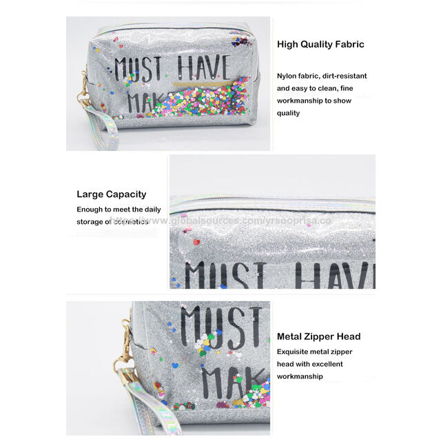 Bolsas de Cosméticos Impermeables PVC Lentejuelas Arena Movediza Láser Organizador de Viaje Caja de Maquillaje