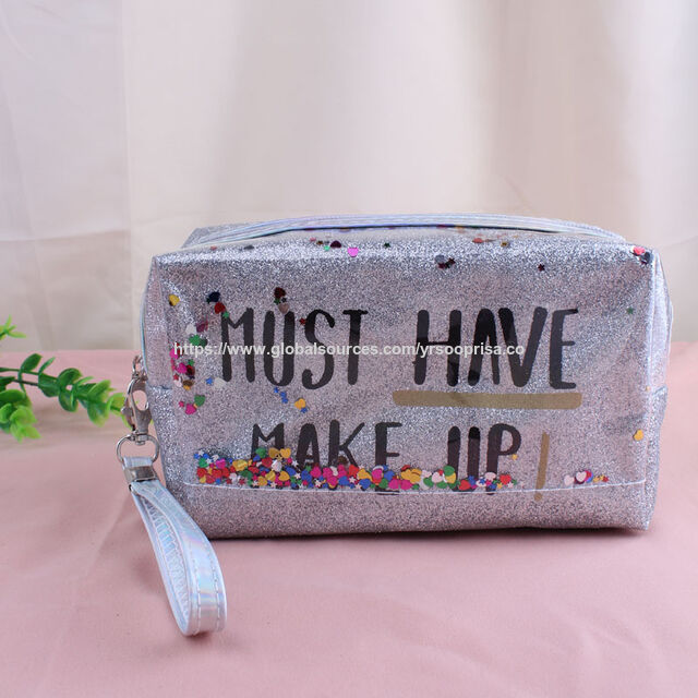 Bolsas de Cosméticos Impermeables PVC Lentejuelas Arena Movediza Láser Organizador de Viaje Caja de Maquillaje