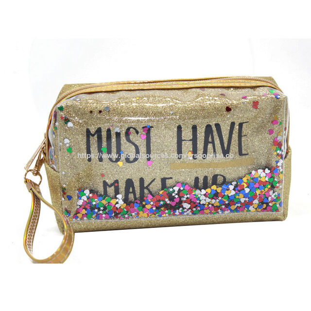 Bolsas de Cosméticos Impermeables PVC Lentejuelas Arena Movediza Láser Organizador de Viaje Caja de Maquillaje