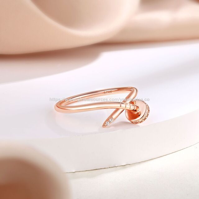 Modischer 925er Roségold Schmuck Silberring Designer Nagelring für Damen