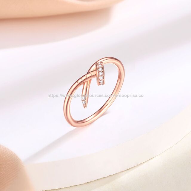 Modischer 925er Roségold Schmuck Silberring Designer Nagelring für Damen