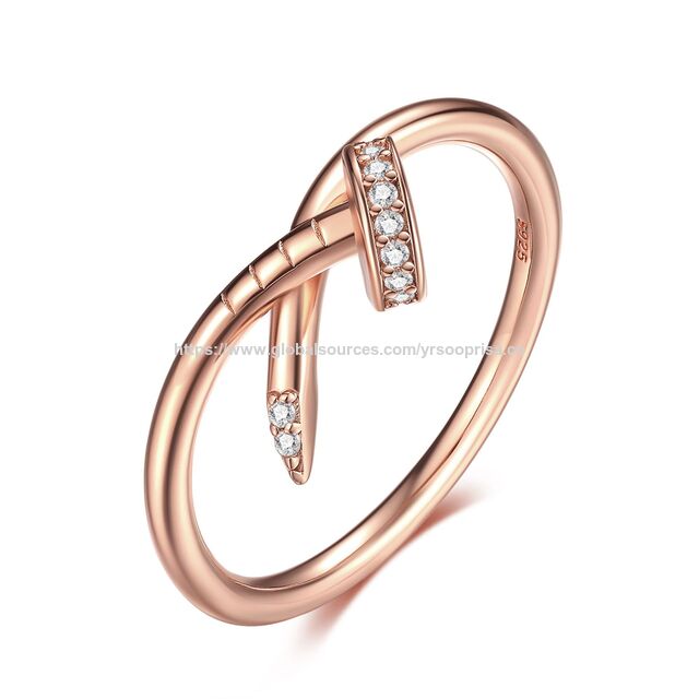 Modischer 925er Roségold Schmuck Silberring Designer Nagelring für Damen