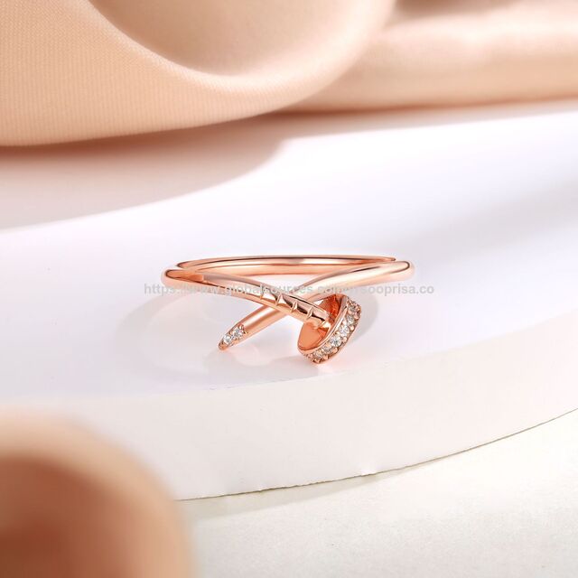 Modischer 925er Roségold Schmuck Silberring Designer Nagelring für Damen