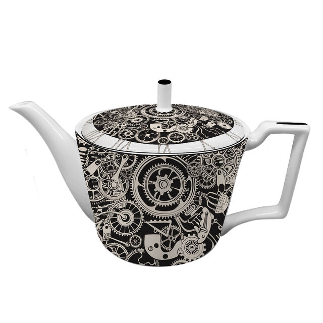 Plato de Cena de Porcelana de Hueso de Juegos de Vajilla Únicos con un Patrón Steampunk con Juegos de Mesa y Juego de Té de Porcelana de Hueso
