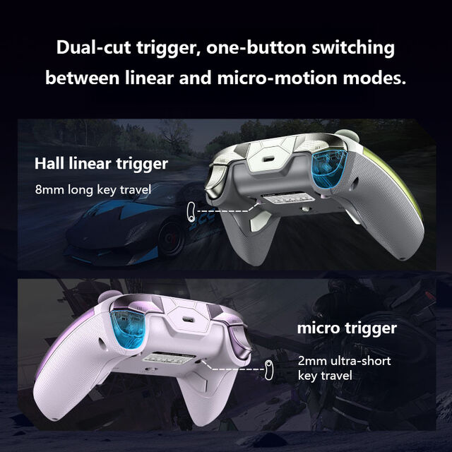 Mando Inalámbrico para Juegos TMR Joystick con Inicio/Parada Inteligente, Botón Trasero, Base de Carga, Gatillo Dual Lineal para PC
