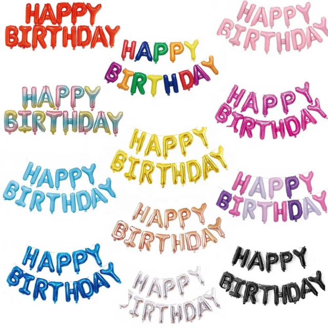 16 Zoll HAPPY BIRTHDAY Buchstaben Folien Helium Alphabet Party Dekorations Ballons Banner Set