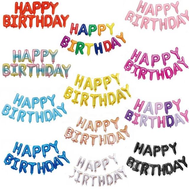 16 Zoll HAPPY BIRTHDAY Buchstaben Folien Helium Alphabet Party Dekorations Ballons Banner Set