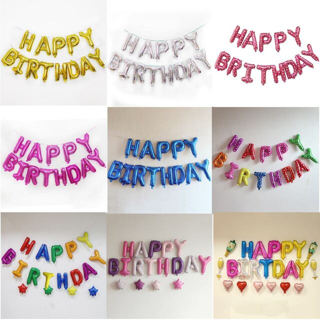 16 Zoll HAPPY BIRTHDAY Buchstaben Folien Helium Alphabet Party Dekorations Ballons Banner Set