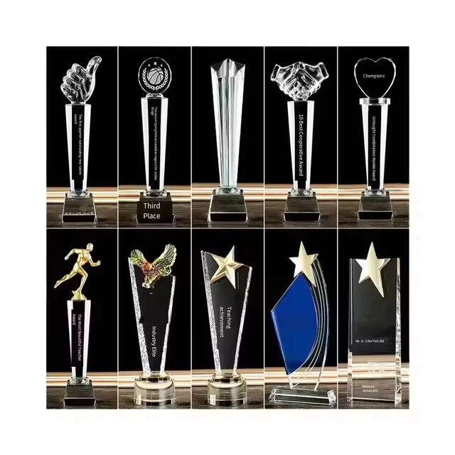 Hochwertige K9 Glas Trophäe als individuelles Firmengeschenk, klare Kristallglas Auszeichnung, 3D Kristallglas Trophäen
