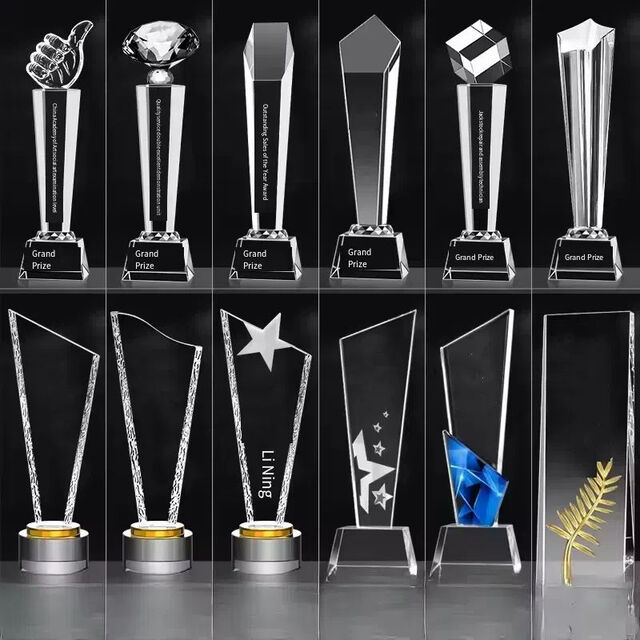 Hochwertige K9 Glas Trophäe als individuelles Firmengeschenk, klare Kristallglas Auszeichnung, 3D Kristallglas Trophäen