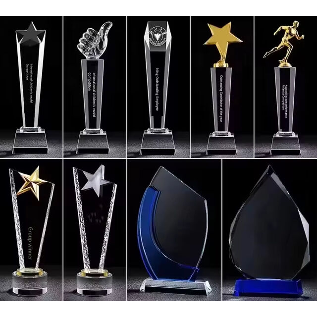 Hochwertige K9 Glas Trophäe als individuelles Firmengeschenk, klare Kristallglas Auszeichnung, 3D Kristallglas Trophäen