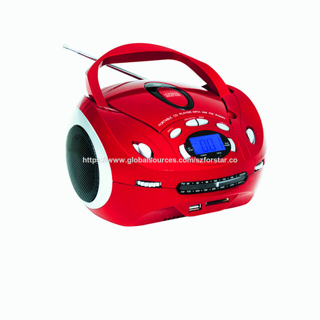 Mini Boombox CD Portátil com USB/SD/Bluetooth/Rádio, Operação de Duas Vias AC/DC