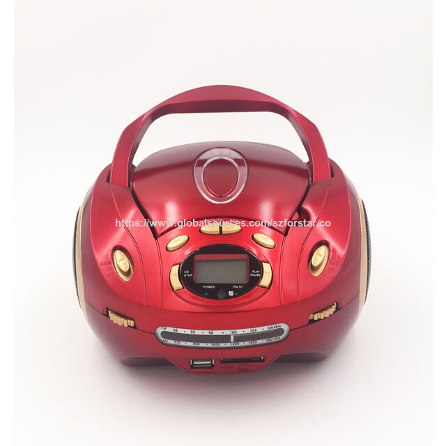 Mini Boombox CD Portátil com USB/SD/Bluetooth/Rádio, Operação de Duas Vias AC/DC