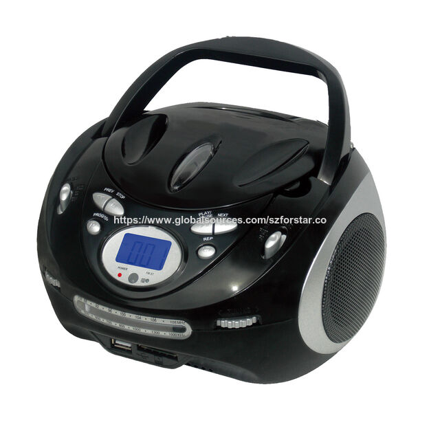 Mini Boombox CD Portátil com USB/SD/Bluetooth/Rádio, Operação de Duas Vias AC/DC