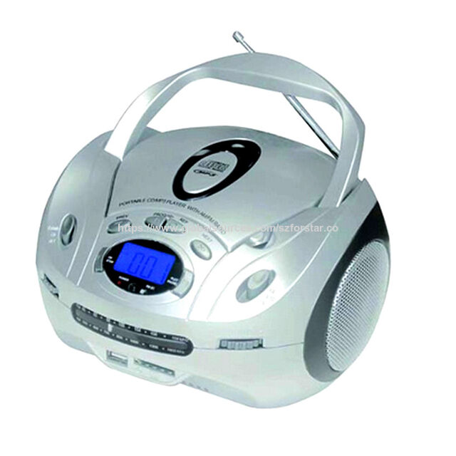 Mini Boombox CD Portátil com USB/SD/Bluetooth/Rádio, Operação de Duas Vias AC/DC
