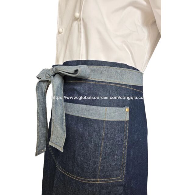 Fabricant OEM Tablier de cuisine en coton pour la cuisine, tablier de travail pour restaurant, tablier adulte avec poches, tablier de chef, tablier de cuisine, tablier en denim