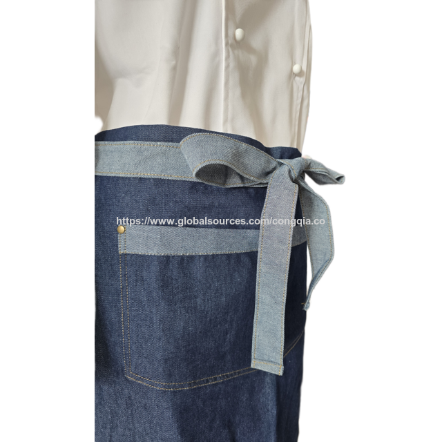 Fabricant OEM Tablier de cuisine en coton pour la cuisine, tablier de travail pour restaurant, tablier adulte avec poches, tablier de chef, tablier de cuisine, tablier en denim