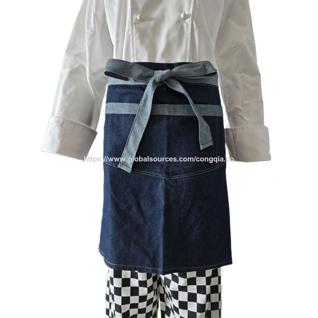 Fabricant OEM Tablier de cuisine en coton pour la cuisine, tablier de travail pour restaurant, tablier adulte avec poches, tablier de chef, tablier de cuisine, tablier en denim