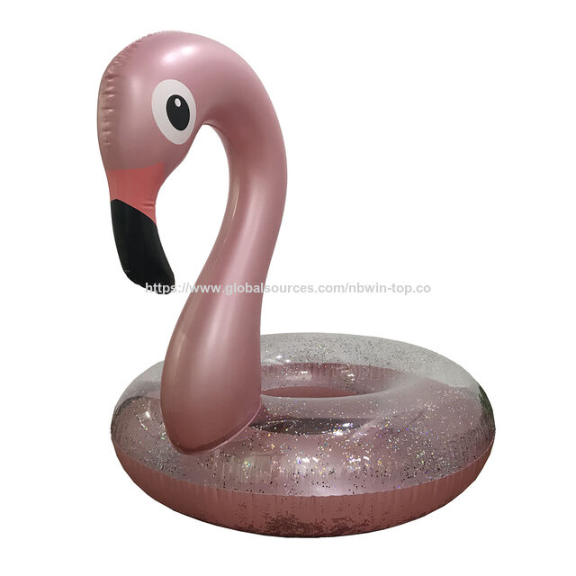 Kreativer aufblasbarer PVC-Schwimmreifen mit transparentem Glitzer-Flamingo-Design