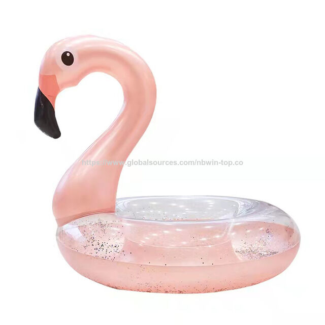 Kreativer aufblasbarer PVC-Schwimmreifen mit transparentem Glitzer-Flamingo-Design