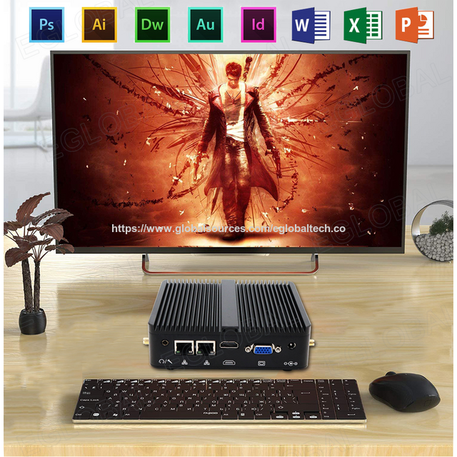 EGLOBAL Mini PC sem Ventoinha Mais Vendido In-tel J5005 Dual Lan 2*Com DDR4 VGA HD 2*USB Win10 Linux IOT Computador Industrial para Quiosque