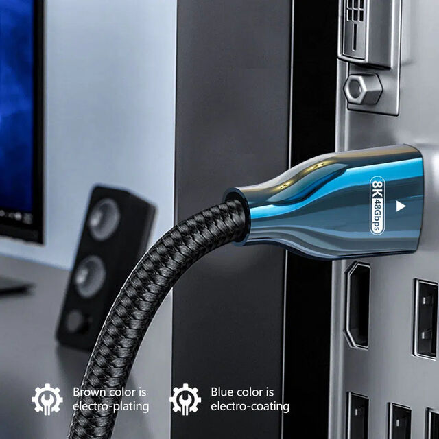 Câble HDMI ultra haute vitesse 48 Gbps certifié 8K@60Hz avec connecteurs plaqués or pour home cinéma