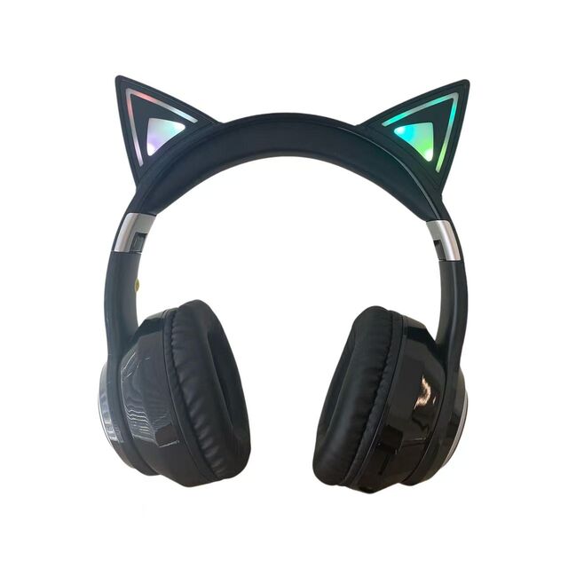 Auriculares Gaming con Orejas de Gato V6.0 Bluetooth con Luz LED RGB a la Venta - Compatibles con Tarjeta TF y Sonido Estéreo con Monitor