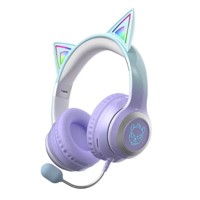 Auriculares Gaming con Orejas de Gato V6.0 Bluetooth con Luz LED RGB a la Venta - Compatibles con Tarjeta TF y Sonido Estéreo con Monitor