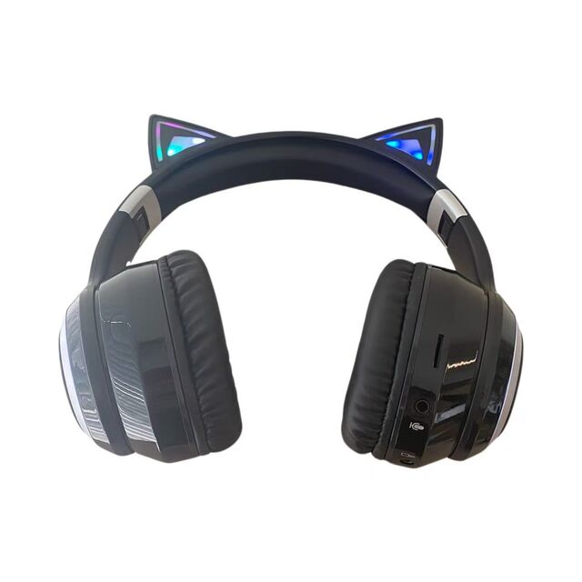 Auriculares Gaming con Orejas de Gato V6.0 Bluetooth con Luz LED RGB a la Venta - Compatibles con Tarjeta TF y Sonido Estéreo con Monitor