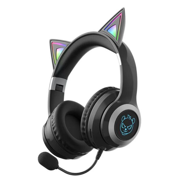 Auriculares Gaming con Orejas de Gato V6.0 Bluetooth con Luz LED RGB a la Venta - Compatibles con Tarjeta TF y Sonido Estéreo con Monitor