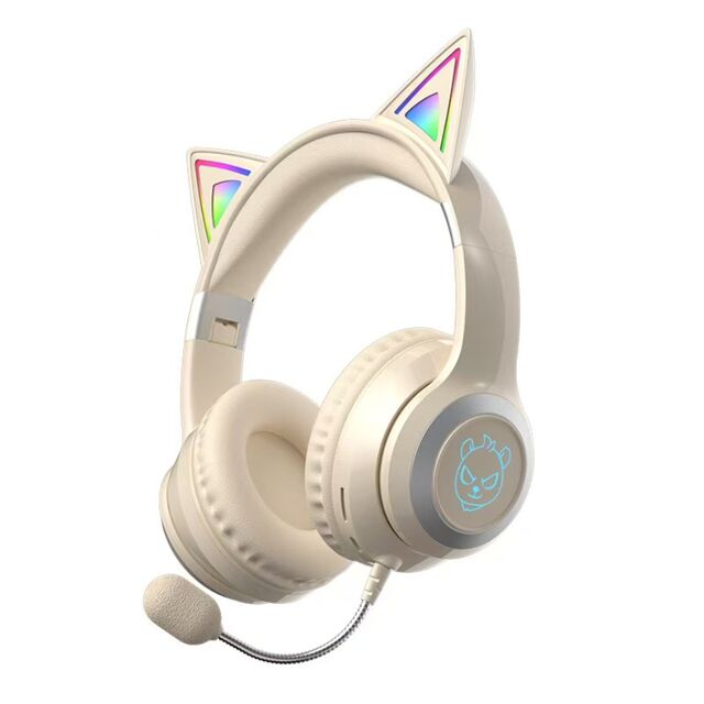 Auriculares Gaming con Orejas de Gato V6.0 Bluetooth con Luz LED RGB a la Venta - Compatibles con Tarjeta TF y Sonido Estéreo con Monitor