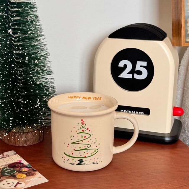 Caneca de Árvore de Natal, 300ml, Caneca Festiva de Presente de Natal - Segura para Micro-ondas, Forno, Congelador e Lava-louças - para Chocolate Quente, Vinho Quente