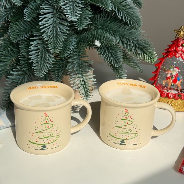 Caneca de Árvore de Natal, 300ml, Caneca Festiva de Presente de Natal - Segura para Micro-ondas, Forno, Congelador e Lava-louças - para Chocolate Quente, Vinho Quente