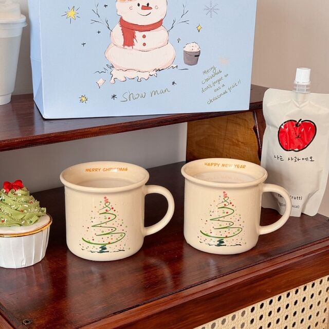 Caneca de Árvore de Natal, 300ml, Caneca Festiva de Presente de Natal - Segura para Micro-ondas, Forno, Congelador e Lava-louças - para Chocolate Quente, Vinho Quente