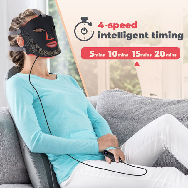 Masque Facial LED Multicolore avec 7 Longueurs d'Onde - Appareil de Thérapie Anti-Âge, Rajeunissement de la Peau et Traitement de l'Acné de Qualité Clinique