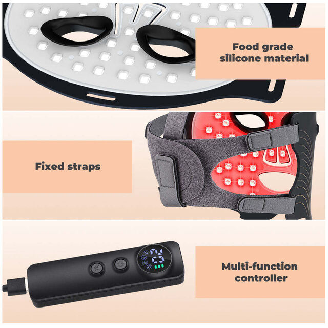 Masque Facial LED Multicolore avec 7 Longueurs d'Onde - Appareil de Thérapie Anti-Âge, Rajeunissement de la Peau et Traitement de l'Acné de Qualité Clinique