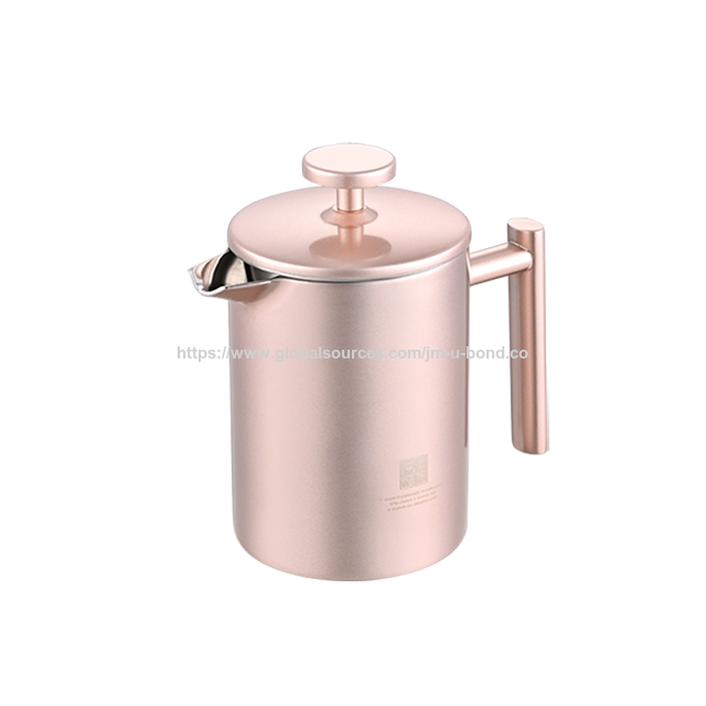 Mini Cafetera de Prensa Francesa de Una Taza en Oro Champagne, Acero Inoxidable 304, Ideal para Viajes - Perfecta para uso individual