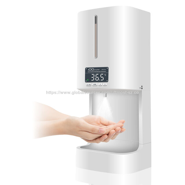 Automatischer Seifen-/Desinfektionsmittelspender, berührungsloser, zerstäubender Alkoholspender, stehendes Thermometer zur Messung der menschlichen Körpertemperatur