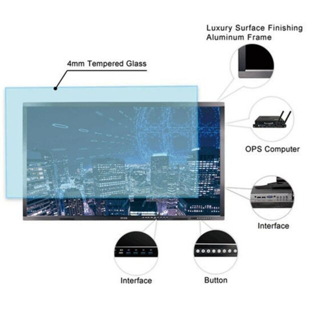 Konferenzraum CPU i5-12th 8+128GB | 86" LED-Touchscreen | Windows Android 16 System | Elektronisches Whiteboard