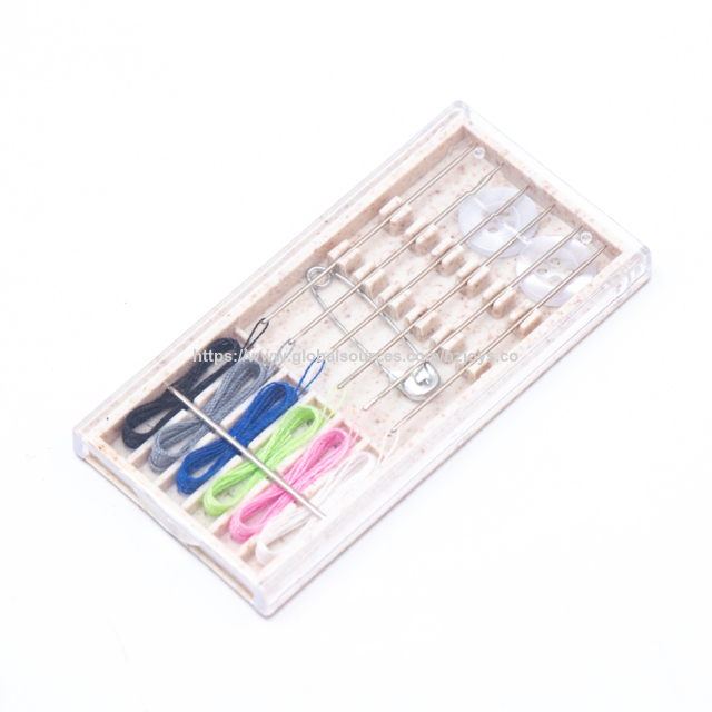 Kit de couture écologique pour hôtel, ensemble portable d'aiguille et de fil avec paille