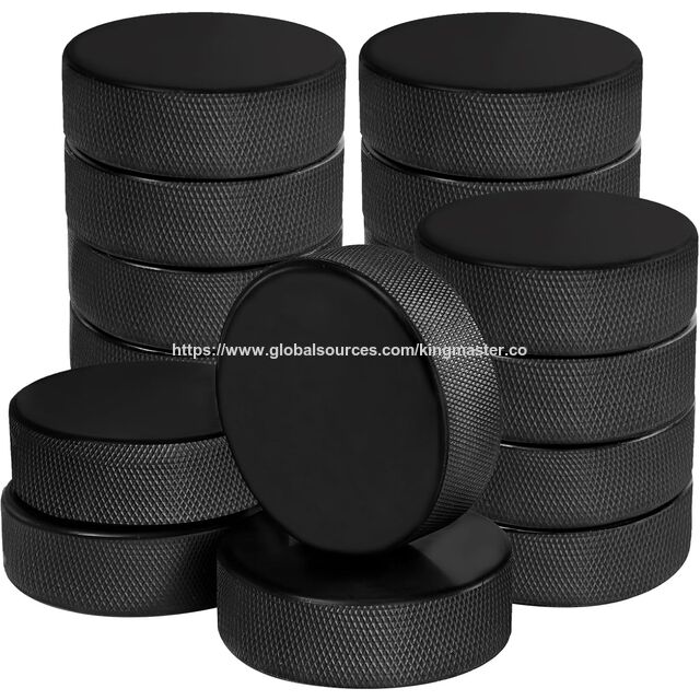 Paquet de 18 Palets de Hockey sur Glace avec 3 Sacs en Maille Réutilisables, Règlement Officiel, Diamètre 3", Épaisseur 1", 6oz, Noir